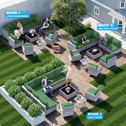 Sweecci Outdoor PE Wicker Rattan Modular Patio Sectional Sofa Set