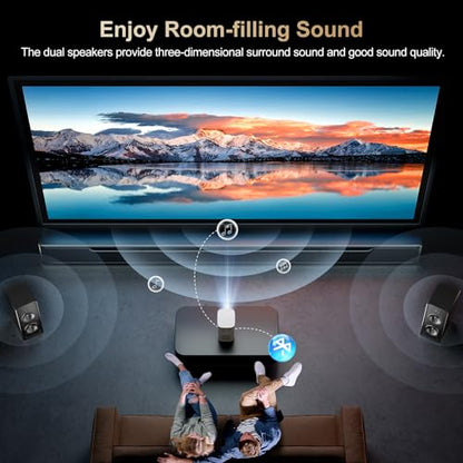 [Electric Focus] Projector with WiFi and Bluetooth, Native 1080P 15,000 Lumens 4K Supported, Agreago Outdoor Movie Projector for Home Theater UP to 300", for iOS/Android/TV Stick/HDMI/USB (White)