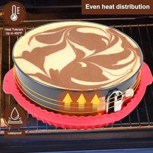 Fensiden Premium Springform Pan Set - 4, 7, 9, 10 Inches Round Cake Pan set with Removable Bottom for Baking, Nonstick Coating, with Thickened Silicone Cheesecake Pan Protector