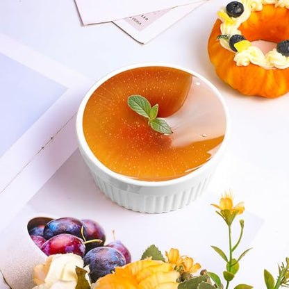 4 Pack Ramekins 12 Oz Oven Safe, Creme Brulee Set, Porcelain Souffle Dish for Baking, Soup Bowls for French Onion Soup White