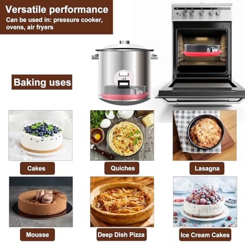 Fensiden Premium Springform Pan Set - 4, 7, 9, 10 Inches Round Cake Pan set with Removable Bottom for Baking, Nonstick Coating, with Thickened Silicone Cheesecake Pan Protector