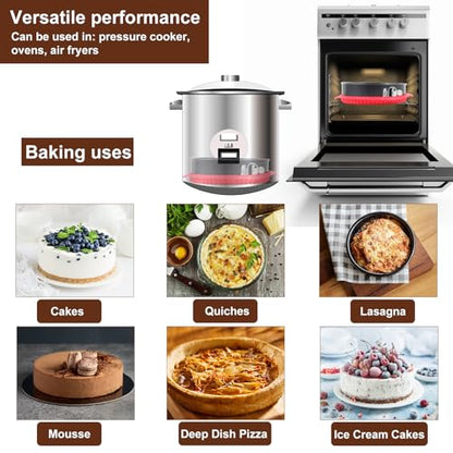 Fensiden Premium Springform Pan Set - 4, 7, 9, 10 Inches Round Cake Pan set with Removable Bottom for Baking, Nonstick Coating, with Thickened Silicone Cheesecake Pan Protector