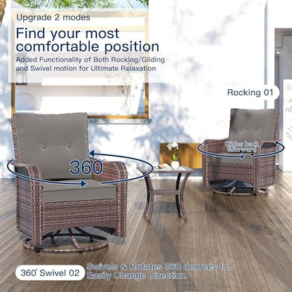 Kullavik 10 Piece Outdoor Patio Furniture Set with Fire Pit & Swivel Chairs