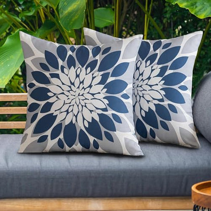 Qahing Outdoor Waterproof Pillow Covers for Patio, 20x20, Blue Grey