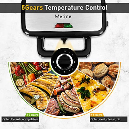 Waffle Maker with Removable Plates, 3-in-1 Sandwich maker and waffle and pancake maker, Nonstick Plates, 5-Level Browning Control & Ready Indicator Lights, Easy to Clean for Family Breakfast