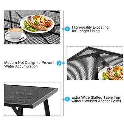 AECOJOY 5 Piece Outdoor Table and Chair, Patio Outdoor Dining Set with 1.73" Umbrella Hole, Patio Table and Chair Set of 4 for Garden,Bistro,Deck