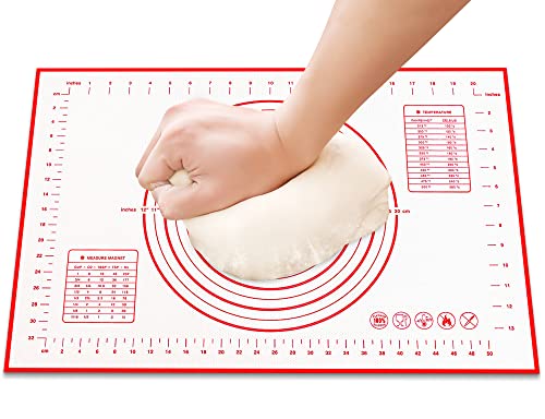 HOOMIL Silicone Baking Mat, Non-Stick, Non-Slip, Extra Large Pastry Mat for Rolling Dough, Bread Pie Crust Pizza Cookies Fondant Making, with Measurements - 24"x16"