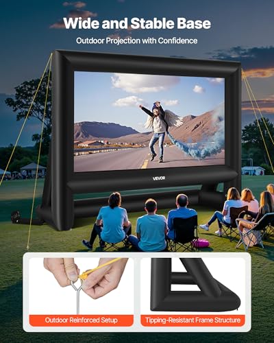 VEVOR 20FT Inflatable Movie Screen, Inflatable Projector Screen with Portable Storage Bag, 16:9 Easy Set Up Movie Projection for Outdoor Backyard, Home Theater, Theme Party