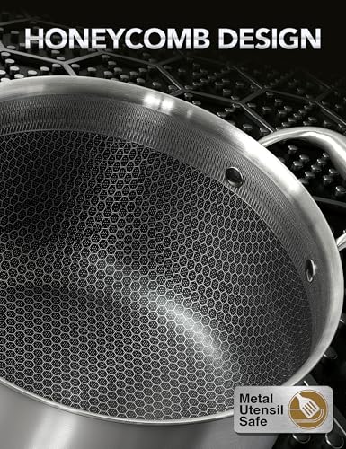 MICHELANGELO Tri-ply Stainless Steel Stock Pot, 8-Quart Stockpot with Lid, 18/10 Nonstick Cooking Pot with Honeycomb Interior, Compatible with All Cooktops