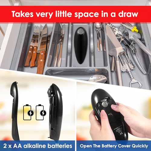 Electric Can Opener, Single-Press Automatic Operation with Can Opener Smooth Edge, Automatic Can Opener Cordless Battery Operated for Seniors, Arthritis Sufferers, and Home Cooks