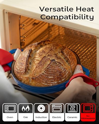 Armorbear Dutch Oven for Bread Baking-5QT Cast Iron Sourdough Dutch Oven Pot with Lid, Enameled Round Cast Iron Bread Pot with Dome Lid for Homemade, Gifts for Sourdough Bakers, Blue