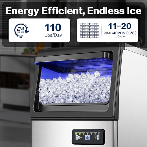 Zomagas 110LBS/24H Commercial Ice Maker Machine Under Counter/Freestanding