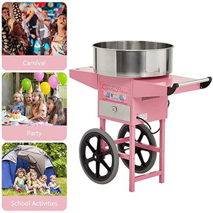 Garvee Extra Large Cotton Candy Cart - Commercial Cotton Candy Machine,Electric Cotton Candy Floss Maker with Drawer, 20 in Stainless Steel Bowl Perfect for Commercial Use Home Party Carnival