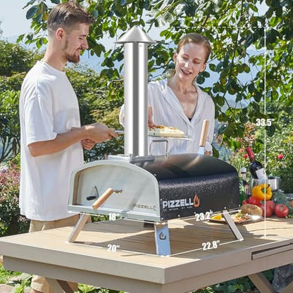 PIZZELLO Outdoor Pizza Oven 16" Wood Fired Pellet Pizza Ovens for Outside Stainless Steel Pizza Oven for Backyard w/Carry Bag, Pizza Stone, Pizza Cutter, Pizza Peel, Pizzello Forte 16, Black