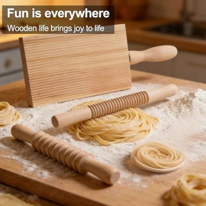 Professional 13 PCS Pasta Making Tools Set,Including Stainless Steel Adjustable Rolling Pin, Pasta Drying Rack, Ravioli Mold Cutter, Pasta Maker Kit for Homemade Fettuccine, Lasagna, Gnocchi, Dumpling