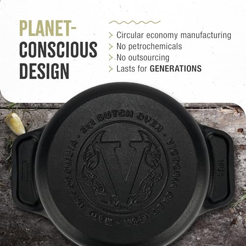 Victoria 2-Quart Cast Iron Dutch Oven with Lid and Dual Handles, Seasoned with Flaxseed Oil, Made in Colombia