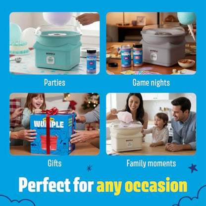 Wumple Kids Cotton Candy Machine with LED Lights - Quick Heat-Up Electric Maker with Lidded Bowl for Parties, & Home - Cream