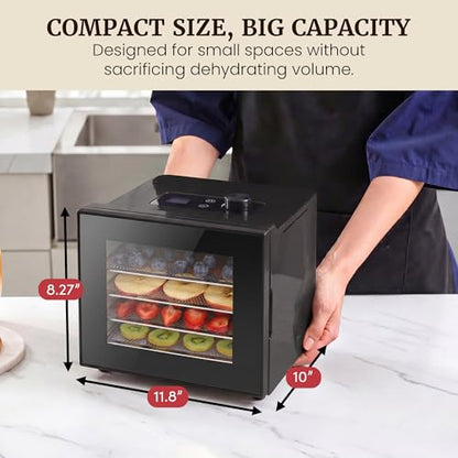 Elite Gourmet Food Dehydrator, Stainless Steel Trays Food Dehydrator, Adjustable Temperature Controls, Jerky Herbs Fruit Veggies Snacks