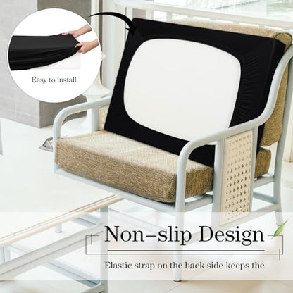Newwiee 8 Pcs Stretch Patio Outdoor Cushion Covers Replacement,Black