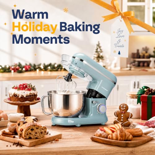 VIVOHOME Stand Mixer, 6-Quart Tilt-Head Kitchen Mixer with Bowl, Blue