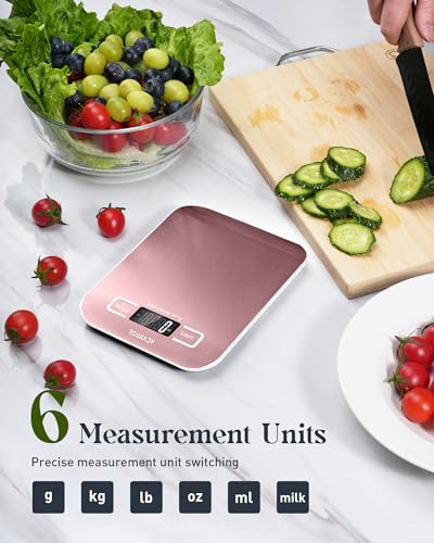 Tcsxady Food Scale, 11lb Digital Kitchen Scale with 6 Units LCD Display and Tare Function,Compact Design for Baking,Healthy Cooking,Meal Prep, 304 Stainless Steel