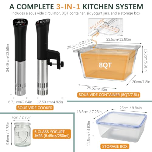 CATTLEMAN Sous Vide Cooker Yogurt Maker Kit with 8QT Container & Lid, 1000W