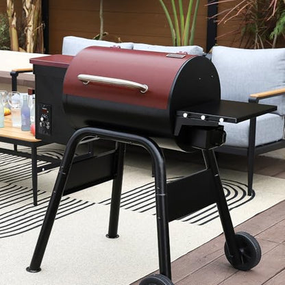 Jocoevol Pellet Smoker Grill Wood Pellet grill Electric Bbq Grills for Outdoor with Auto Feed & Pid Temperature Control 180-425°F, 456 Sq.In Cook Area, 6-In-1 Bbq Grill & Rain Cover For Backyard