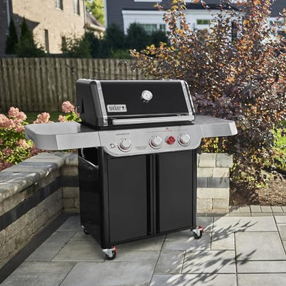 Weber Genesis E-325 Liquid Propane Gas Grill for Outdoor Cooking, 3 Burners, Black – Porcelain-Enameled, Cast-Iron Grates, PureBlu Burners & Sear Zone