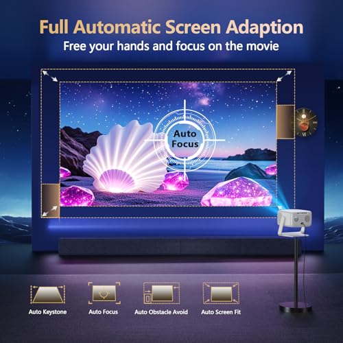 [3500 Ultra Bright/Official Apps Downloads/65W Dolby Audio/4K Support] Smart Outdoor Projector with WiFi and Bluetooth, Auto Focus, All-in-One Streaming Apps Proyector, 2026 Upgraded from Grey Model