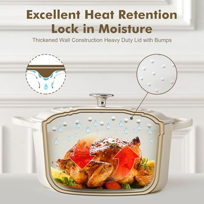SENSARTE Enameled Cast Iron Dutch Oven Pot with Lid 3.5/5.5/6.5 Quart Heavy-Duty Round Dual Handles Kitchen Pot with Cotton Potholders & Silicone Trivet, Pot for Bread Baking, Stews, Braising, Roasting, Oven Safe, 3.5Quart, White