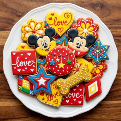 Metal Cookie Cutters Set 9Pcs - Stainless Steel Cookie Cutters includes Heart, Flower, Mouse, Round, Star, Square, Dog Bone Shapes for Baking or Party Decorations