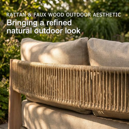 SUNSITT 5-Piece Modular Wicker Outdoor Sectional Sofa Set with Split Table