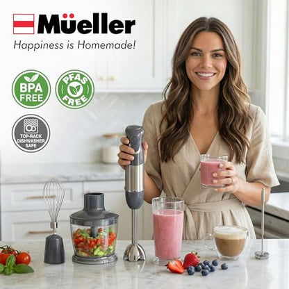 Mueller Multistick 5-in-1 Immersion Blender Handheld, 12-Speed Hand Mixer