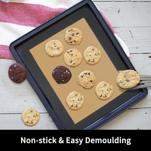 Small Silicone Baking Mats, Set of 4,11-4/5x8-1/4 Inch Quarter Sheet Size, Non Stick, BPA Free, 1/4 Baking Sheet Pan Liner for Cookies, Macaron, Bread, Pastry, Toaster (Grey)