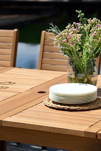 Amazonia Berlin 11-Piece Rectangular Extendable Patio Dining Set | Teak Finish | Ideal for Outdoors and Indoors