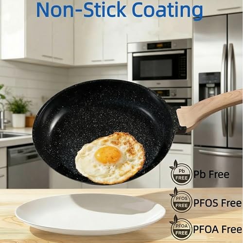 Simple Deluxe 25Pcs Ceramic Cookware Set, Nonstick & Non-Toxic Healthy Pots and Pans, Heat-Resistant Handles, Induction Cookware Sets with Frying Pans, Black