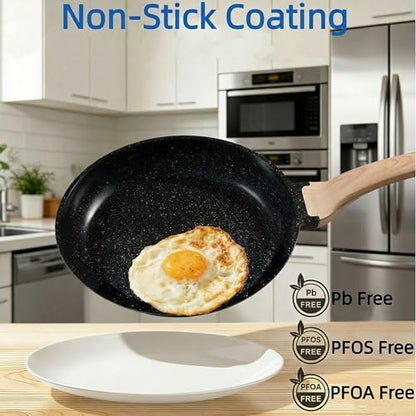 Simple Deluxe 25Pcs Ceramic Cookware Set, Nonstick & Non-Toxic Healthy Pots and Pans, Heat-Resistant Handles, Induction Cookware Sets with Frying Pans, Black