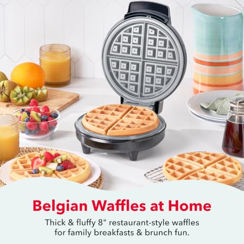 Dash Precision Crisp Belgian Waffle Maker, 8-Inch, Ceramic Nonstick, Black