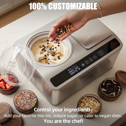 VNN 2.1Qt Soft & Hard Ice Cream Maker with Food Scale, No Pre-Freezing