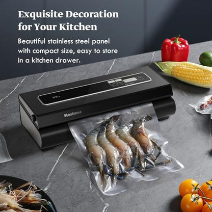 Mesliese Vacuum Sealer 90Kpa 6-in-1 Food Sealer 2 Bag Rolls & 5 Precut Bags