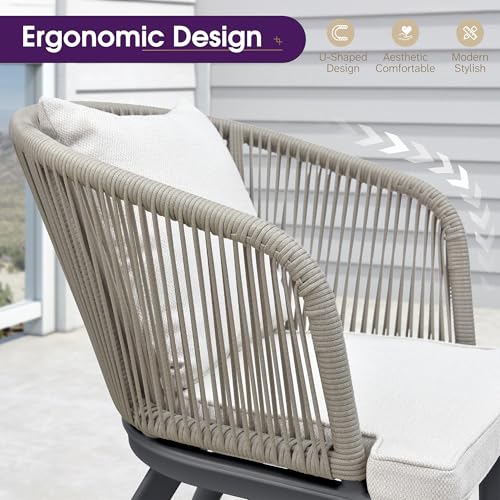 PURPLE LEAF 11 Pieces Patio Dining Set Grey Aluminum Table and Taupe Chairs