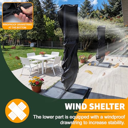 Enzeno Umbrella Covers for Patio Umbrellas 9-13 Feet,Oxford Fabric Outdoor Umbrella Cover Waterproof UV-Resistant Protection for Offset Umbrella & Parasol (Fits Cantilever Umbrella up to 9′S/13′R)
