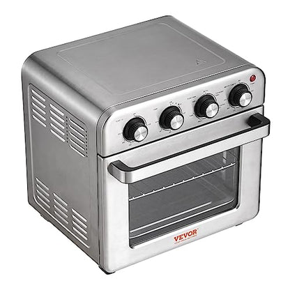 VEVOR 7-IN-1 Air Fryer Toaster Oven, 18L Convection Oven, 1800W Stainless Steel Toaster Ovens Countertop Combo with Grill, Pizza Pan, Gloves, 6 Slices Toast, 10-inch Pizza, Home Use