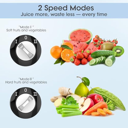 Juicer Machine, 600W Centrifugal Juice Extractor with 3” Wide Feed Chute, BPA-Free, Easy to Clean, Stainless Steel, Includes Cleaning Brush (Black)