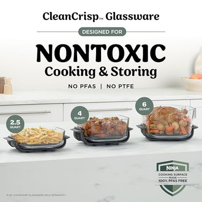 Ninja Crispi Pro 6-in-1 Glass Air Fryer | With Nontoxic, 6qt & 2.5qt Containers & Lids | Microwave, Freezer, Dishwasher Safe | 450°F Max Temp | 1800 Watt | Ash Grey | AS101DG