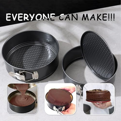 Easynzery 168pcs Cake Pan Sets for Baking + Cake Decorating Supplies: 3 Non-Stick Springform Pans Set (6, 8, 10 inches), Icing Tips – Multi-functional Leak-Proof CheeseCake Pan