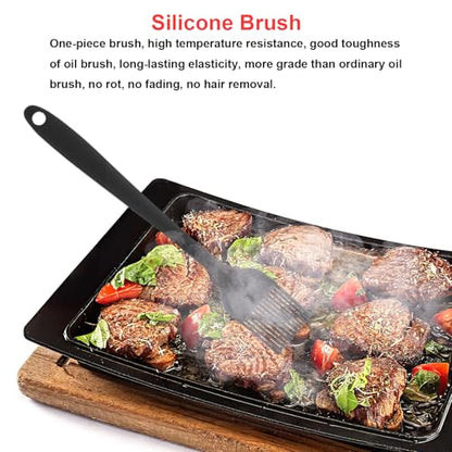 Silicone Spatulas Set of 6, Rubber Spoon Spatula Heat Resistant Spoonula One Piece Design Seamless Spatula Non-Stick Scrapers Baking Mixing Tool (Black)
