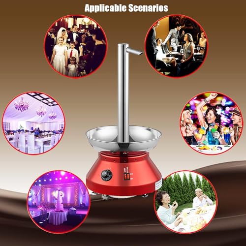 Electric Home Chocolate Fountain Machine with Detachable Parts, Stainless Steel Faucet Model Chocolate Waterfall Machine for Parties - Melts Cheese, Queso, Candy(Red)