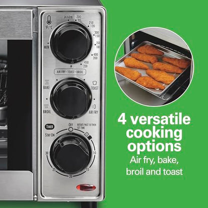 Hamilton Beach Sure-Crisp Air Fryer Toaster Oven Combo, Fits 9” Pizza, 4 Slice Capacity, Powerful Circulation, Auto Shutoff, Stainless Steel (31403)