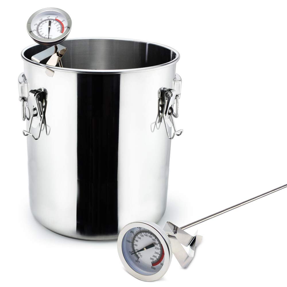 Deep Fryer/Candy/Turkey Thermometer with Clip&15 inch stem - Professional Kitchen Pot Fryer,Stainless Steel Fry Oil Thermometer for Frying,Candy and Meat Cooking